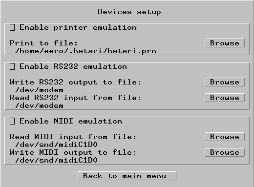 Hatari's GUI - the device dialog