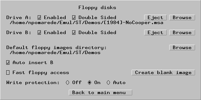 Hatari's GUI - the floppy disks dialog