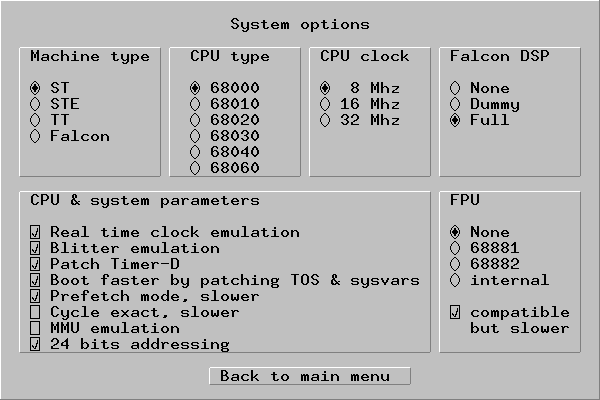 Hatari's GUI - the system dialog