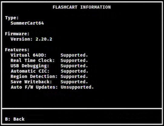 example SC64 flashcart information SC64 flashcart information
